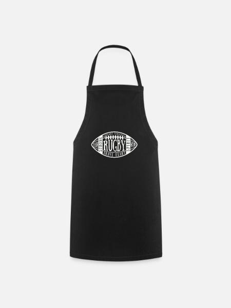 Ballon de rugby pour les fans de rugby | Cadeau de rugby vintage - Tablier de cuisine - noir