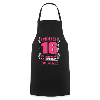 Endlich 16 Geburtstag | Geschenk Mädchen - Kochschürze - Schwarz - Vorne - AI Model Male 185 dark (185cm)