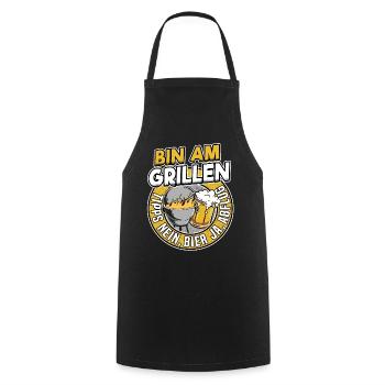 Funny BBQ Beer Grill Gift Barbecue Meat Grilling - Cooking Apron - black - Front - AI Model Male 185 dark (185cm)
