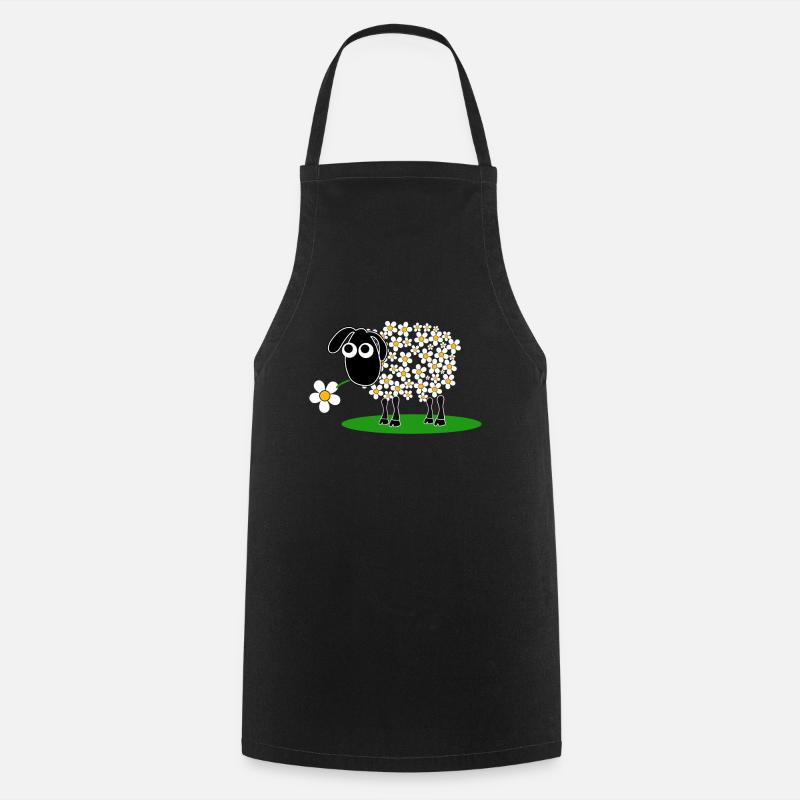 Süßes Schaf mit Blume - Kochschürze - Schwarz
