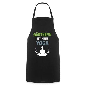 Gärtnern ist mein Yoga Mann mit Schaufel Schere - Kochschürze - Schwarz - Vorne - AI Model Male 185 dark (185cm)