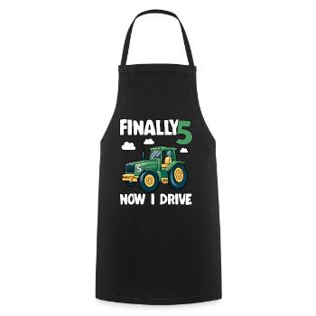 Tracteur Enfin 5 anniversaire cadeau jeune Drôle - Tablier de cuisine - noir - Devant - AI Model Male 185 dark (185cm)