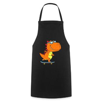T-Rex dinosaure Trex Dino Skateboard - Tablier de cuisine - noir - Devant - AI Model Male 185 dark (185cm)