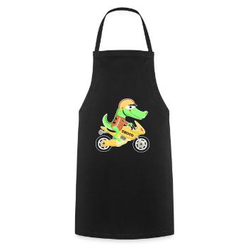 Crocodile Motorcycle Bike Alligator Biker - Cooking Apron - black - Front - AI Model Male 185 dark (185cm)