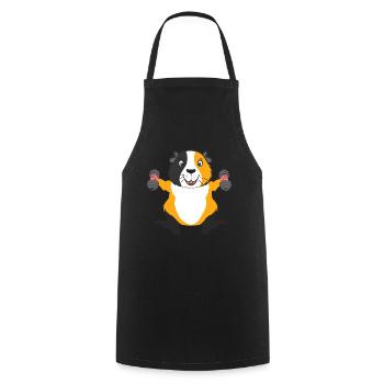 Guinea Pig Fitness Bodybuilding Gym - Cooking Apron - black - Front - AI Model Male 185 dark (185cm)