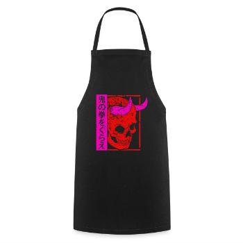 Japanese Demon Art Face Skull Devil Oni Vaporwave - Kochschürze - Schwarz - Vorne - AI Model Male 185 dark (185cm)