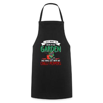 Gardening Vegetables Vegan Pepperoni Pepperoni - Cooking Apron - black - Front - AI Model Male 185 dark (185cm)