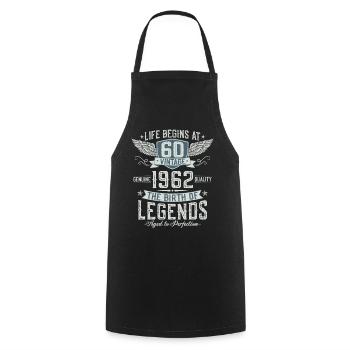 Né en 1962 Légendes 60 ans anniversaire - Tablier de cuisine - noir - Devant - AI Model Male 185 dark (185cm)
