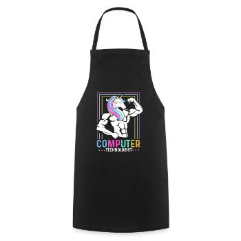 Computer Technologist Gift Radiologist Unicorn - Cooking Apron - black - Front - AI Model Male 185 dark (185cm)