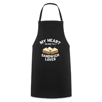Mon cœur appartient au cadeau de l’amateur de sandwich - Tablier de cuisine - noir - Devant - AI Model Male 185 dark (185cm)