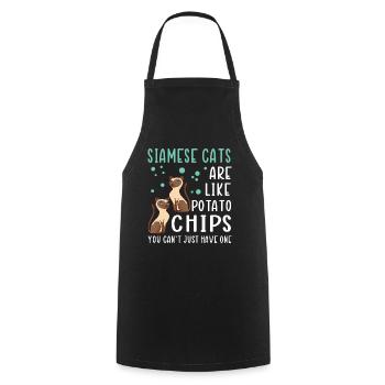 Siamese Cat Cats Cat Owner - Cooking Apron - black - Front - AI Model Male 185 dark (185cm)