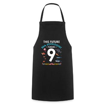 Future zooologist Birthday 9 Nine years - Cooking Apron - black - Front - AI Model Male 185 dark (185cm)