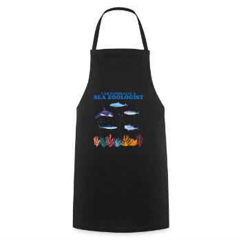 Official Marine Zooologist Zooology Sea - Cooking Apron - black - Front - AI Model Male 185 dark (185cm)