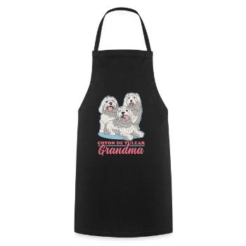 Coton de Tuléar Grand-mère | Cadeau de propriétaire de chien - Tablier de cuisine - noir - Devant - AI Model Male 185 dark (185cm)