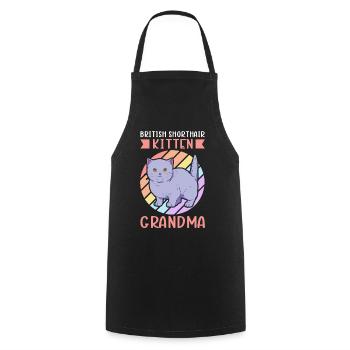 Grand-mère britannique à poil court | Cadeau maman chat - Tablier de cuisine - noir - Devant - AI Model Male 185 dark (185cm)