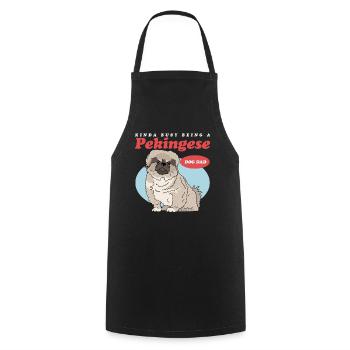 Pékinois Papa Pékinois | Cadeau de propriétaire de chien - Tablier de cuisine - noir - Devant - AI Model Male 185 dark (185cm)