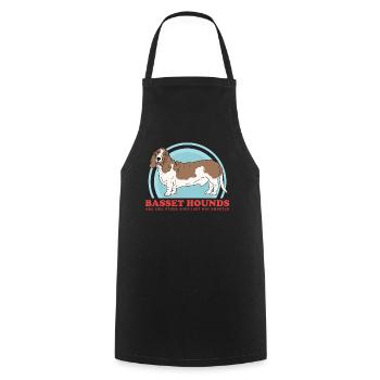 Basset Hound Dogs | Dog Owner Gift - Cooking Apron - black - Front - AI Model Male 185 dark (185cm)