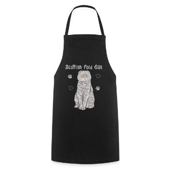 Scottish Folding Ear Cat Cadeau Scottish Fold - Tablier de cuisine - noir - Devant - AI Model Male 185 dark (185cm)