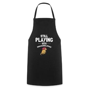 Dinosaur Motif for Paleontologists - Cooking Apron - black - Front - AI Model Male 185 dark (185cm)