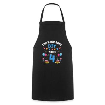 Parasaurolophus Design Dinosaur Birthday - Cooking Apron - black - Front - AI Model Male 185 dark (185cm)