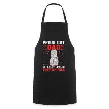 Écossais Chat à oreilles pliantes Papa Chat Cadeau - Tablier de cuisine - noir - Devant - AI Model Male 185 dark (185cm)