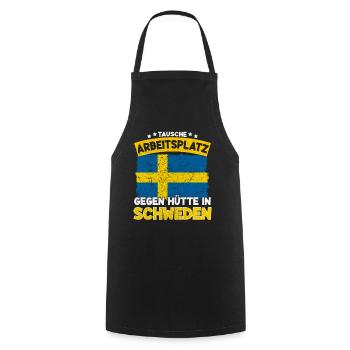 Tausche Arbeitsplatz Gegen Hütte in Schweden - Kochschürze - Schwarz - Vorne - AI Model Male 185 dark (185cm)