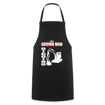 Baggerführer für Bagger Sandbagger - Kochschürze - Schwarz - Vorne - AI Model Male 185 dark (185cm)