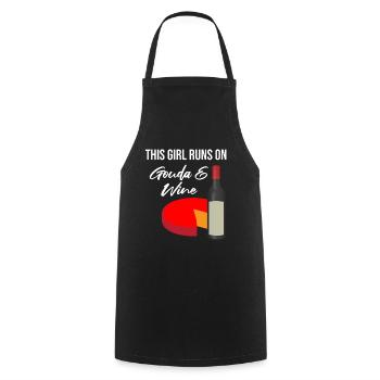 Gouda design pour fromagerie laitière et fromage Gouda - Tablier de cuisine - noir - Devant - AI Model Male 185 dark (185cm)