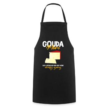 Gouda design pour fromagerie laitière et fromage Gouda - Tablier de cuisine - noir - Devant - AI Model Male 185 dark (185cm)