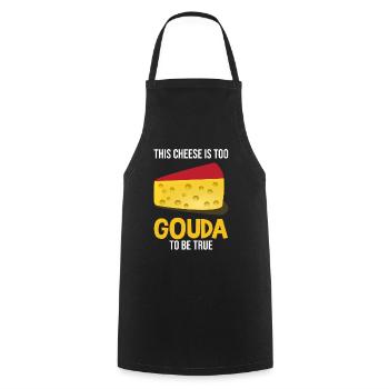 Gouda-Liebhaber für geräucherten Gouda - Kochschürze - Schwarz - Vorne - AI Model Male 185 dark (185cm)