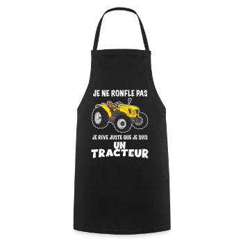 Le tracteur qui ronfle Humour pour papa - Tablier de cuisine - noir - Devant - AI Model Male 185 dark (185cm)