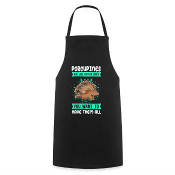 Porcs-épics Cadeau de porc-épic - Tablier de cuisine - noir - Devant - AI Model Male 185 dark (185cm)