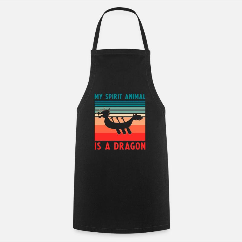 Dragon Boat Trainer and Dragon Boat - Cooking Apron - black