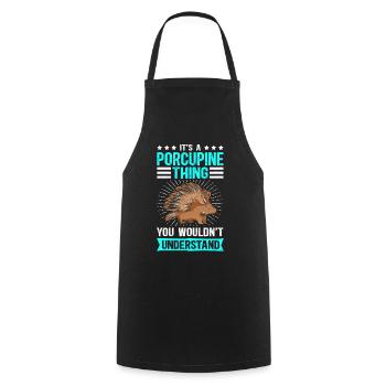 Porc-épic | Cadeau de porc-épic - Tablier de cuisine - noir - Devant - AI Model Male 185 dark (185cm)