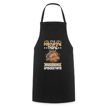 Porcs-épics Cadeau de porc-épic - Tablier de cuisine - noir - Devant - AI Model Male 185 dark (185cm)