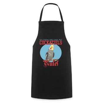 Cockatiels Bird | Bird Owner Gift - Cooking Apron - black - Front - AI Model Male 185 dark (185cm)