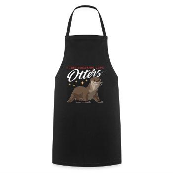 Loutre Loutre | Cadeau de loutre de mer - Tablier de cuisine - noir - Devant - AI Model Male 185 dark (185cm)
