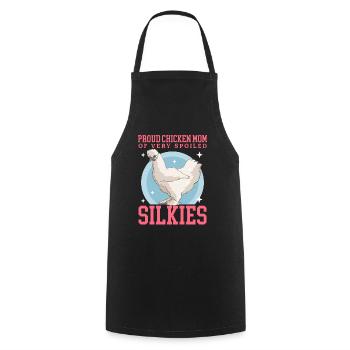 Silk Chicken Mom Silkie Chicken Silk Chickens Gift - Cooking Apron - black - Front - AI Model Male 185 dark (185cm)