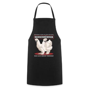 Seidenhuhn Silkie Hühner | Seidenhühner Geschenk - Kochschürze - Schwarz - Vorne - AI Model Male 185 dark (185cm)