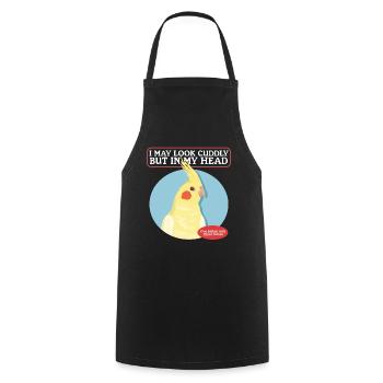 Cockatiels Bird Owner Bird Gift - Cooking Apron - black - Front - AI Model Male 185 dark (185cm)