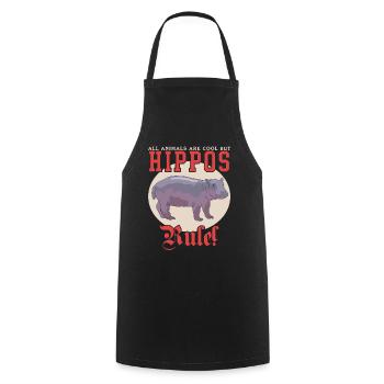 Bébé hippopotame | Hippopotames Hippos Cadeau - Tablier de cuisine - noir - Devant - AI Model Male 185 dark (185cm)