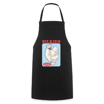Silk Chickens Silk Chicken Silkie Chickens Gift - Cooking Apron - black - Front - AI Model Male 185 dark (185cm)