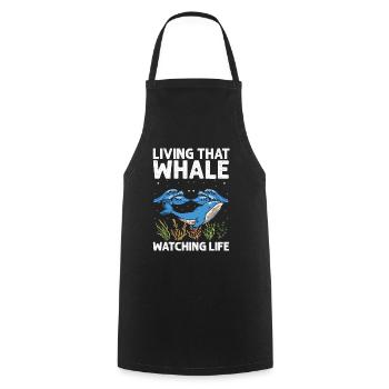 Orca Beobachtung für Buckelwale und Meerwale - Kochschürze - Schwarz - Vorne - AI Model Male 185 dark (185cm)