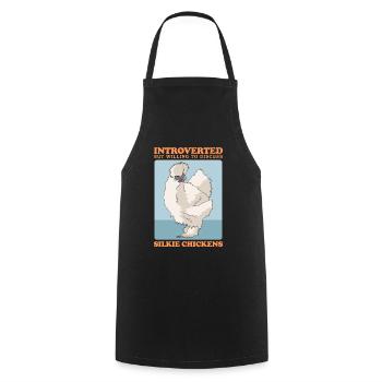 Silk Chicken Silkie Chickens Silk Chickens Gift - Cooking Apron - black - Front - AI Model Male 185 dark (185cm)