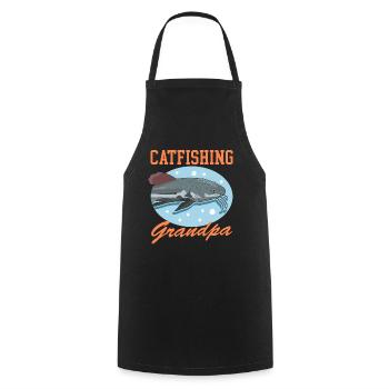 Pêcheur Grand-père Poisson-chat Pêche Poisson Cadeau - Tablier de cuisine - noir - Devant - AI Model Male 185 dark (185cm)