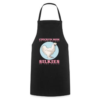 Silk Chicken Mom Silkie Chicken Silk Chickens Gift - Cooking Apron - black - Front - AI Model Male 185 dark (185cm)