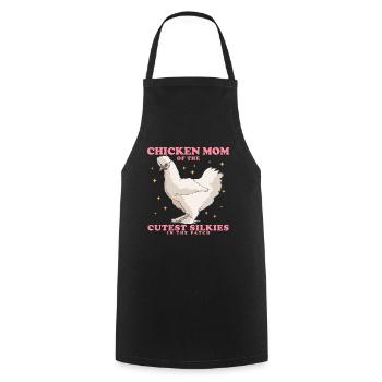 Silk Chicken Mom Silkie Silk Chickens Chicken Gift - Cooking Apron - black - Front - AI Model Male 185 dark (185cm)