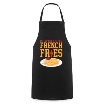 Frites restauration rapide frites cadeau - Tablier de cuisine - noir - Devant - AI Model Male 185 dark (185cm)