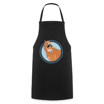 Haflinger horses | Haffi Horse Owner Gift - Cooking Apron - black - Front - AI Model Male 185 dark (185cm)