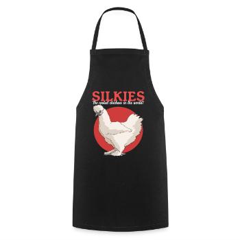 Silk Chicken Silkie Chicken Silk Chickens Gift - Cooking Apron - black - Front - AI Model Male 185 dark (185cm)